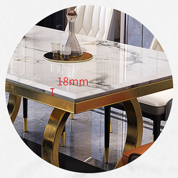 Luxury Marble Dining Table for Restaurant Rectangle Table With Gold Metal Pedestal Clearhalo ' dining_table' 'Dining Tables & Seating' 'Dining Tables' 'furn' 'furn_dining_table' 'Furniture' 'furniture_dining_table' 'Kitchen & Dining Furniture' 'kitchen&dining_furn' 'kitchen' 'kitchen_dining_table' 3854698