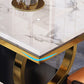 Luxury Marble Dining Table for Restaurant Rectangle Table With Gold Metal Pedestal Clearhalo ' dining_table' 'Dining Tables & Seating' 'Dining Tables' 'furn' 'furn_dining_table' 'Furniture' 'furniture_dining_table' 'Kitchen & Dining Furniture' 'kitchen&dining_furn' 'kitchen' 'kitchen_dining_table' 3854699