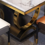 Luxury Marble Dining Table for Restaurant Rectangle Table With Gold Metal Pedestal Clearhalo ' dining_table' 'Dining Tables & Seating' 'Dining Tables' 'furn' 'furn_dining_table' 'Furniture' 'furniture_dining_table' 'Kitchen & Dining Furniture' 'kitchen&dining_furn' 'kitchen' 'kitchen_dining_table' 3854701