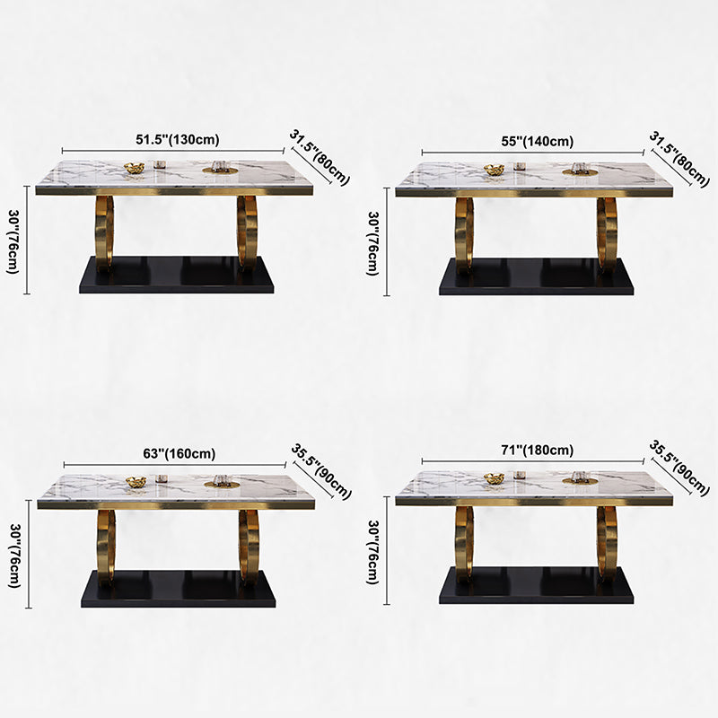 Luxury Marble Dining Table for Restaurant Rectangle Table With Gold Metal Pedestal Clearhalo ' dining_table' 'Dining Tables & Seating' 'Dining Tables' 'furn' 'furn_dining_table' 'Furniture' 'furniture_dining_table' 'Kitchen & Dining Furniture' 'kitchen&dining_furn' 'kitchen' 'kitchen_dining_table' 3854702