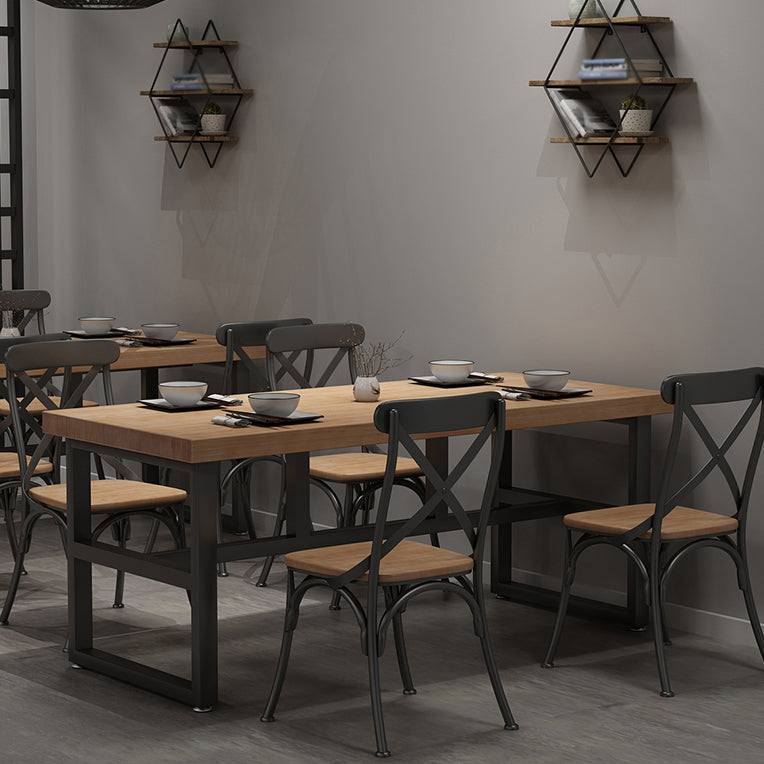 Industrial Rectangle Dining Table Pine Solid Wood Table with Black Trestle Base for Home Use Clearhalo ' dining_table' 'Dining Tables & Seating' 'Dining Tables' 'furn' 'furn_dining_table' 'Furniture' 'furniture_dining_table' 'Kitchen & Dining Furniture' 'kitchen&dining_furn' 'kitchen' 'kitchen_dining_table' 3854703