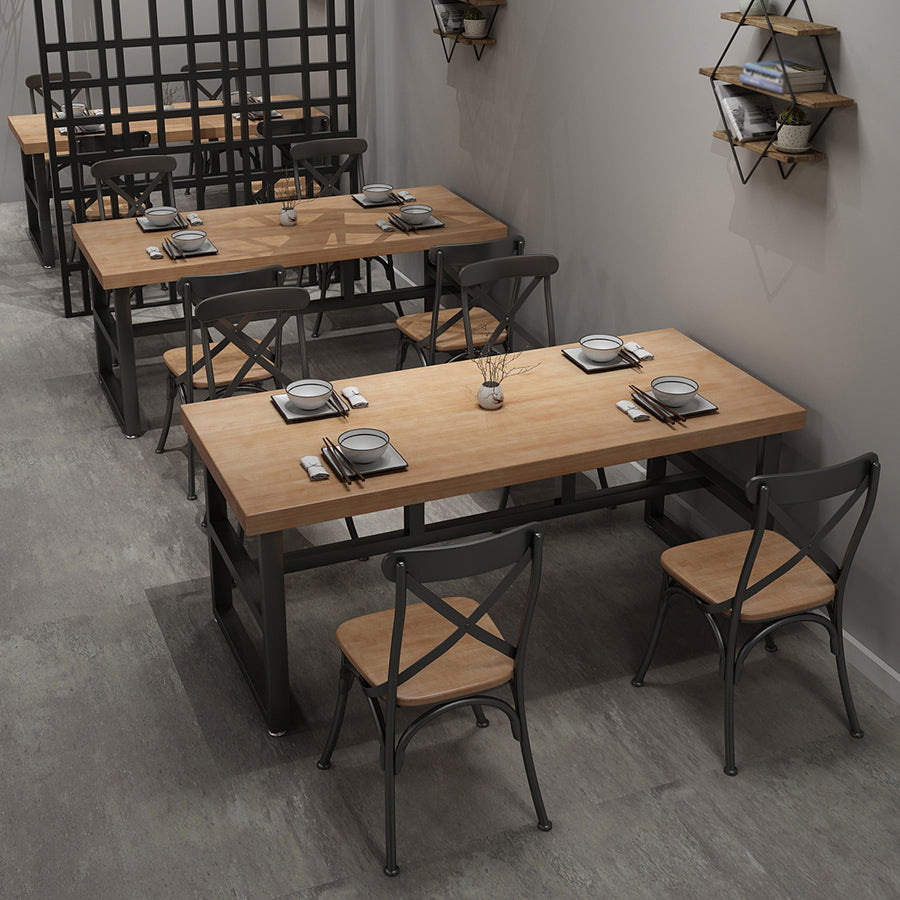 Industrial Rectangle Dining Table Pine Solid Wood Table with Black Trestle Base for Home Use Clearhalo ' dining_table' 'Dining Tables & Seating' 'Dining Tables' 'furn' 'furn_dining_table' 'Furniture' 'furniture_dining_table' 'Kitchen & Dining Furniture' 'kitchen&dining_furn' 'kitchen' 'kitchen_dining_table' 3854704