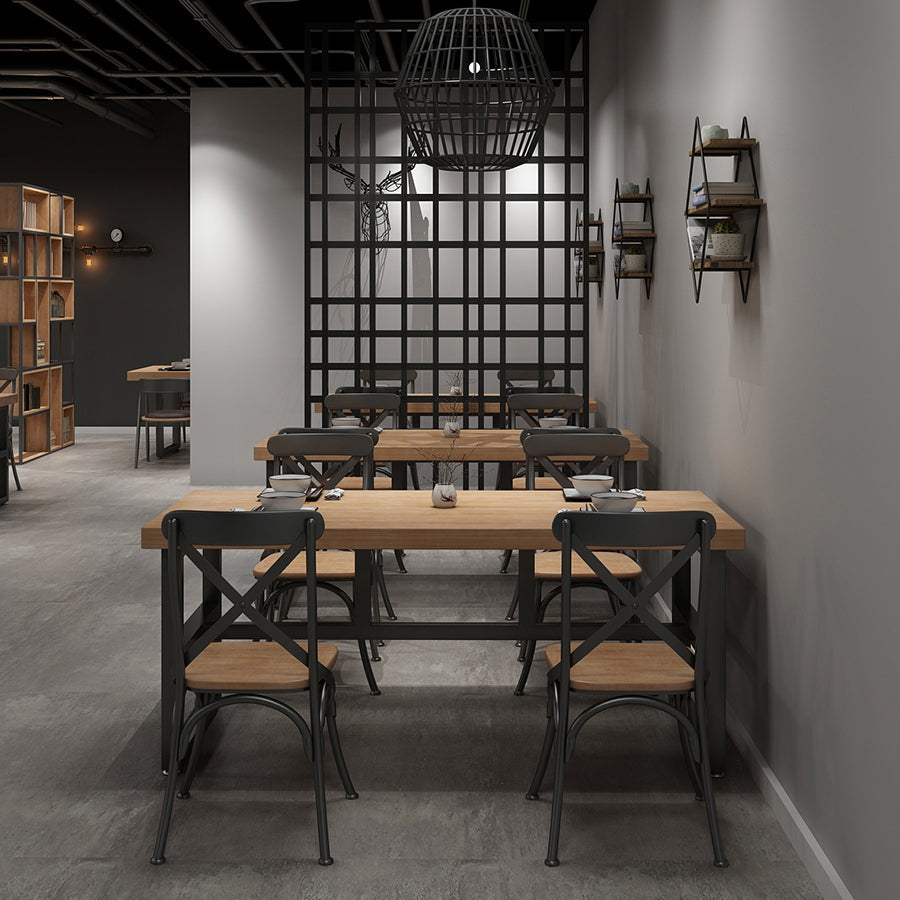 Industrial Rectangle Dining Table Pine Solid Wood Table with Black Trestle Base for Home Use Clearhalo ' dining_table' 'Dining Tables & Seating' 'Dining Tables' 'furn' 'furn_dining_table' 'Furniture' 'furniture_dining_table' 'Kitchen & Dining Furniture' 'kitchen&dining_furn' 'kitchen' 'kitchen_dining_table' 3854705