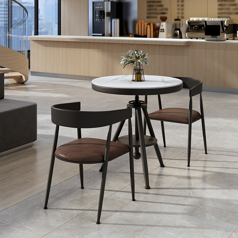 Modern Style Home Sintered Stone Dining Table Round Shape Table with Single Pedestal Base Clearhalo ' dining_table' 'Dining Tables & Seating' 'Dining Tables' 'furn' 'furn_dining_table' 'Furniture' 'furniture_dining_table' 'Kitchen & Dining Furniture' 'kitchen&dining_furn' 'kitchen' 'kitchen_dining_table' 3854717