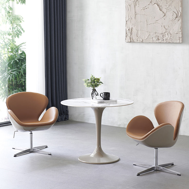 Contemporary Style Home Sintered Stone Dining Table Round Table with Tulip Base Clearhalo ' dining_table' 'Dining Tables & Seating' 'Dining Tables' 'furn' 'furn_dining_table' 'Furniture' 'furniture_dining_table' 'Kitchen & Dining Furniture' 'kitchen&dining_furn' 'kitchen' 'kitchen_dining_table' 3854744