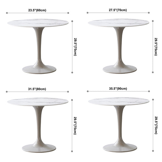 Contemporary Style Home Sintered Stone Dining Table Round Table with Tulip Base