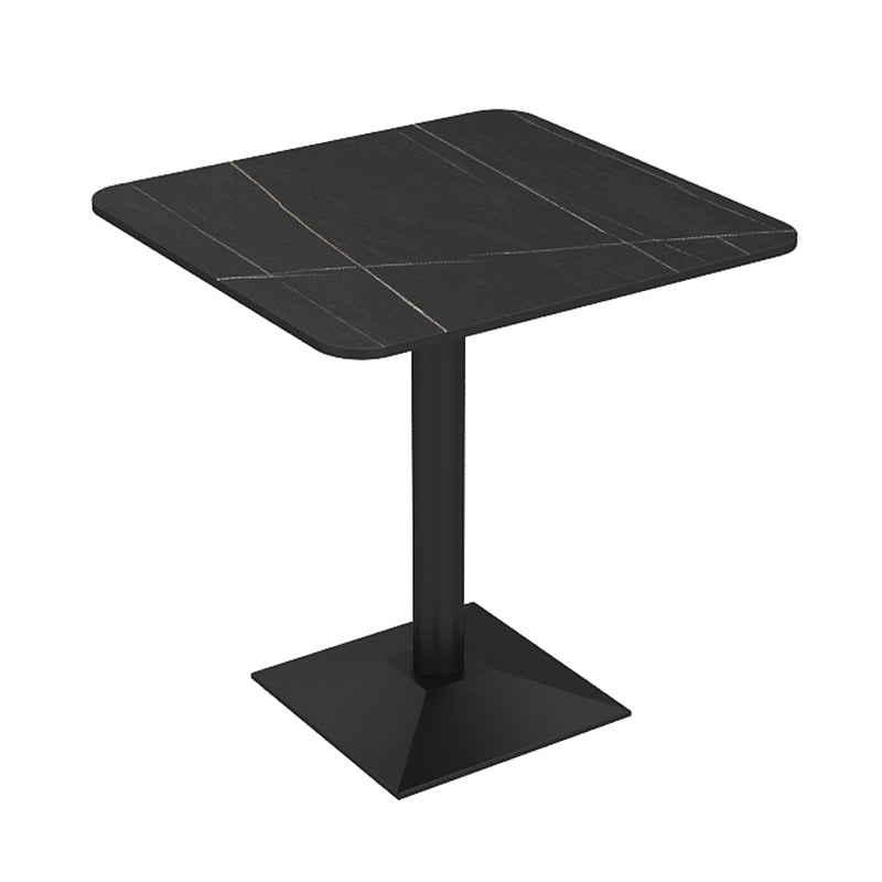 Industrial Sintered Stone Dinner Room Kitchen Table Black Table with Black Frame for Dining Room 23.6"L x 23.6"W x 29.5"H Without Chairs Clearhalo ' dining_table' 'Dining Tables & Seating' 'Dining Tables' 'furn' 'furn_dining_table' 'Furniture' 'furniture_dining_table' 'Kitchen & Dining Furniture' 'kitchen&dining_furn' 'kitchen' 'kitchen_dining_table' 3854764