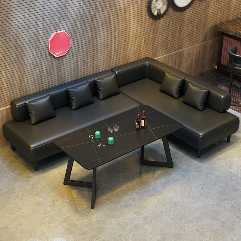 Industrial Sintered Stone Dinner Room Kitchen Table Black Table with Black Frame for Dining Room Clearhalo ' dining_table' 'Dining Tables & Seating' 'Dining Tables' 'furn' 'furn_dining_table' 'Furniture' 'furniture_dining_table' 'Kitchen & Dining Furniture' 'kitchen&dining_furn' 'kitchen' 'kitchen_dining_table' 3854765