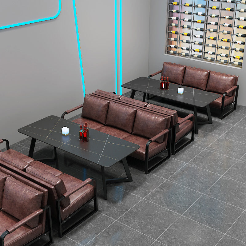 Industrial Sintered Stone Dinner Room Kitchen Table Black Table with Black Frame for Dining Room Clearhalo ' dining_table' 'Dining Tables & Seating' 'Dining Tables' 'furn' 'furn_dining_table' 'Furniture' 'furniture_dining_table' 'Kitchen & Dining Furniture' 'kitchen&dining_furn' 'kitchen' 'kitchen_dining_table' 3854767