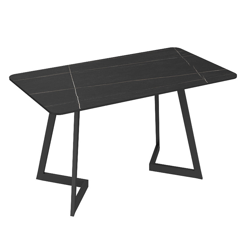 Industrial Sintered Stone Dinner Room Kitchen Table Black Table with Black Frame for Dining Room Without Chairs Clearhalo ' dining_table' 'Dining Tables & Seating' 'Dining Tables' 'furn' 'furn_dining_table' 'Furniture' 'furniture_dining_table' 'Kitchen & Dining Furniture' 'kitchen&dining_furn' 'kitchen' 'kitchen_dining_table' 3854768