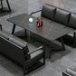 Industrial Sintered Stone Dinner Room Kitchen Table Black Table with Black Frame for Dining Room Clearhalo ' dining_table' 'Dining Tables & Seating' 'Dining Tables' 'furn' 'furn_dining_table' 'Furniture' 'furniture_dining_table' 'Kitchen & Dining Furniture' 'kitchen&dining_furn' 'kitchen' 'kitchen_dining_table' 3854775