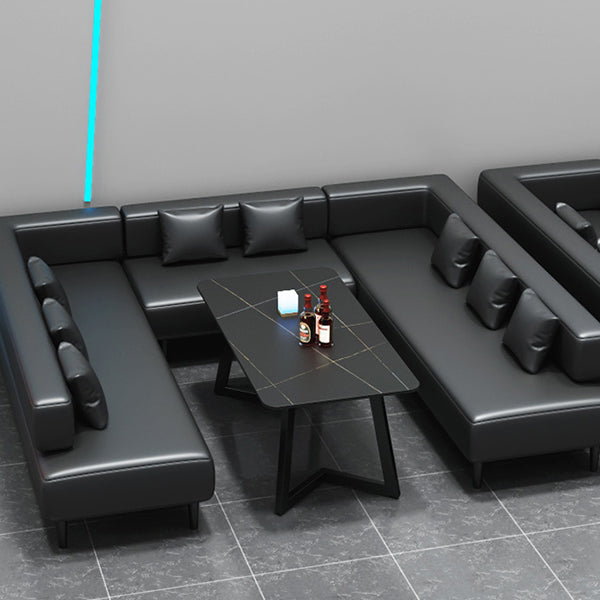 Industrial Sintered Stone Dinner Room Kitchen Table Black Table with Black Frame for Dining Room Clearhalo ' dining_table' 'Dining Tables & Seating' 'Dining Tables' 'furn' 'furn_dining_table' 'Furniture' 'furniture_dining_table' 'Kitchen & Dining Furniture' 'kitchen&dining_furn' 'kitchen' 'kitchen_dining_table' 3854776