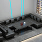 Industrial Sintered Stone Dinner Room Kitchen Table Black Table with Black Frame for Dining Room Clearhalo ' dining_table' 'Dining Tables & Seating' 'Dining Tables' 'furn' 'furn_dining_table' 'Furniture' 'furniture_dining_table' 'Kitchen & Dining Furniture' 'kitchen&dining_furn' 'kitchen' 'kitchen_dining_table' 3854777