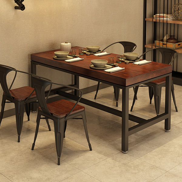 Industrial Rectangle Dining Room Table Pine Solid Wood Table with Black Trestle Base for Home Use Clearhalo ' dining_table' 'Dining Tables & Seating' 'Dining Tables' 'furn' 'furn_dining_table' 'Furniture' 'furniture_dining_table' 'Kitchen & Dining Furniture' 'kitchen&dining_furn' 'kitchen' 'kitchen_dining_table' 3854779