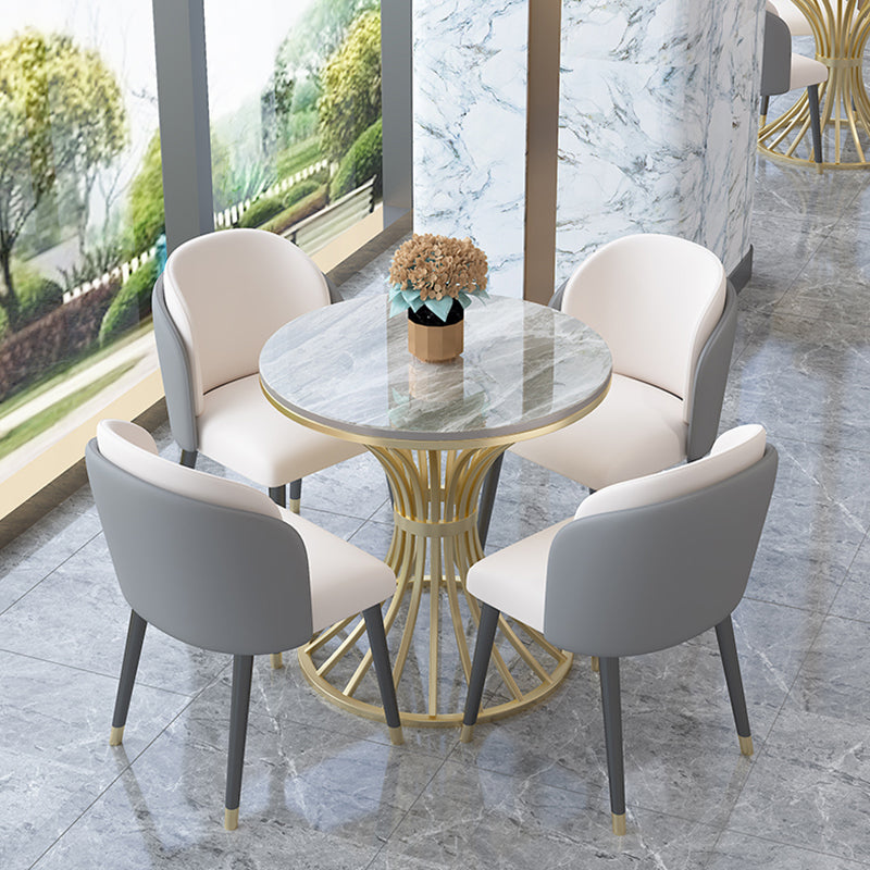 Simple Style Home Sintered Stone Dining Table Round Shape Table with Metallic Pedestal Base Clearhalo ' dining_table' 'Dining Tables & Seating' 'Dining Tables' 'furn' 'furn_dining_table' 'Furniture' 'furniture_dining_table' 'Kitchen & Dining Furniture' 'kitchen&dining_furn' 'kitchen' 'kitchen_dining_table' 3854788