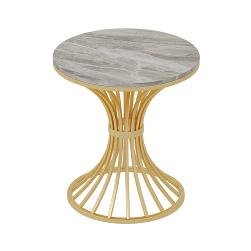 Simple Style Home Sintered Stone Dining Table Round Shape Table with Metallic Pedestal Base Gray Without Chairs Clearhalo ' dining_table' 'Dining Tables & Seating' 'Dining Tables' 'furn' 'furn_dining_table' 'Furniture' 'furniture_dining_table' 'Kitchen & Dining Furniture' 'kitchen&dining_furn' 'kitchen' 'kitchen_dining_table' 3854789