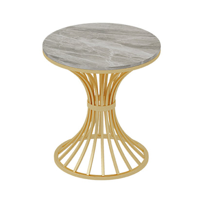 Simple Style Home Sintered Stone Dining Table Round Shape Table with Metallic Pedestal Base Gray Without Chairs Clearhalo ' dining_table' 'Dining Tables & Seating' 'Dining Tables' 'furn' 'furn_dining_table' 'Furniture' 'furniture_dining_table' 'Kitchen & Dining Furniture' 'kitchen&dining_furn' 'kitchen' 'kitchen_dining_table' 3854789