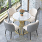 Simple Style Home Sintered Stone Dining Table Round Shape Table with Metallic Pedestal Base Clearhalo ' dining_table' 'Dining Tables & Seating' 'Dining Tables' 'furn' 'furn_dining_table' 'Furniture' 'furniture_dining_table' 'Kitchen & Dining Furniture' 'kitchen&dining_furn' 'kitchen' 'kitchen_dining_table' 3854792