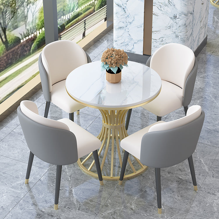 Simple Style Home Sintered Stone Dining Table Round Shape Table with Metallic Pedestal Base Clearhalo ' dining_table' 'Dining Tables & Seating' 'Dining Tables' 'furn' 'furn_dining_table' 'Furniture' 'furniture_dining_table' 'Kitchen & Dining Furniture' 'kitchen&dining_furn' 'kitchen' 'kitchen_dining_table' 3854792