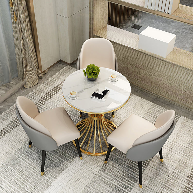 Simple Style Home Sintered Stone Dining Table Round Shape Table with Metallic Pedestal Base Clearhalo ' dining_table' 'Dining Tables & Seating' 'Dining Tables' 'furn' 'furn_dining_table' 'Furniture' 'furniture_dining_table' 'Kitchen & Dining Furniture' 'kitchen&dining_furn' 'kitchen' 'kitchen_dining_table' 3854799