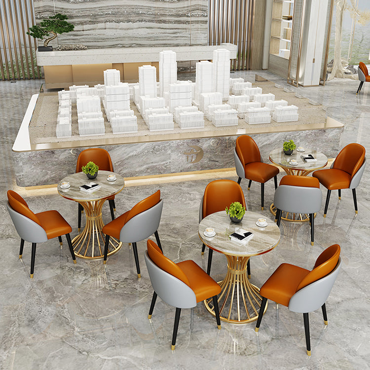 Simple Style Home Sintered Stone Dining Table Round Shape Table with Metallic Pedestal Base Clearhalo ' dining_table' 'Dining Tables & Seating' 'Dining Tables' 'furn' 'furn_dining_table' 'Furniture' 'furniture_dining_table' 'Kitchen & Dining Furniture' 'kitchen&dining_furn' 'kitchen' 'kitchen_dining_table' 3854803