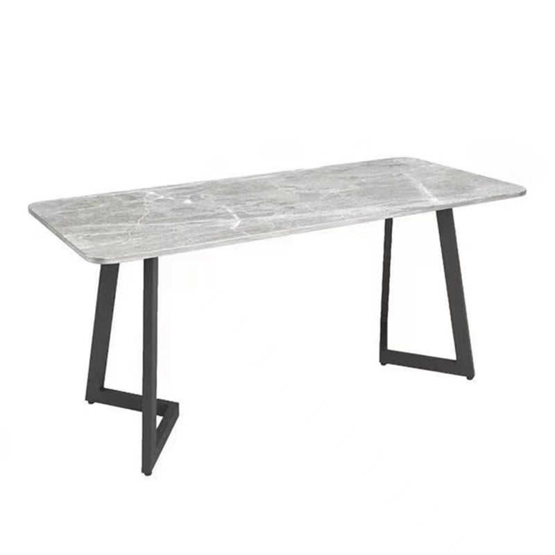 Industrial Sintered Stone Dinner Room Kitchen Table Gray Top Table with Black Frame for Dining Room Without Chairs Clearhalo ' dining_table' 'Dining Tables & Seating' 'Dining Tables' 'furn' 'furn_dining_table' 'Furniture' 'furniture_dining_table' 'Kitchen & Dining Furniture' 'kitchen&dining_furn' 'kitchen' 'kitchen_dining_table' 3854805