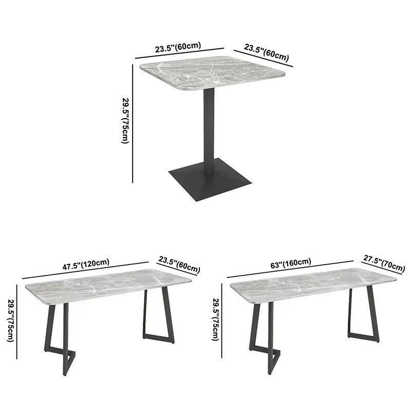 Industrial Sintered Stone Dinner Room Kitchen Table Gray Top Table with Black Frame for Dining Room Clearhalo ' dining_table' 'Dining Tables & Seating' 'Dining Tables' 'furn' 'furn_dining_table' 'Furniture' 'furniture_dining_table' 'Kitchen & Dining Furniture' 'kitchen&dining_furn' 'kitchen' 'kitchen_dining_table' 3854814