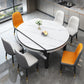 Extendable Sintered Stone Round Table Modern Dining Table with Wooden 4 Legs Clearhalo ' dining_table' 'Dining Tables & Seating' 'Dining Tables' 'furn' 'furn_dining_table' 'Furniture' 'furniture_dining_table' 'Kitchen & Dining Furniture' 'kitchen&dining_furn' 'kitchen' 'kitchen_dining_table' 3854820