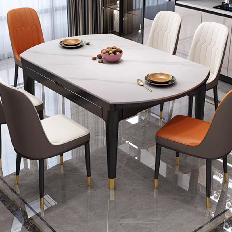 Extendable Sintered Stone Round Table Modern Dining Table with Wooden 4 Legs Clearhalo ' dining_table' 'Dining Tables & Seating' 'Dining Tables' 'furn' 'furn_dining_table' 'Furniture' 'furniture_dining_table' 'Kitchen & Dining Furniture' 'kitchen&dining_furn' 'kitchen' 'kitchen_dining_table' 3854822