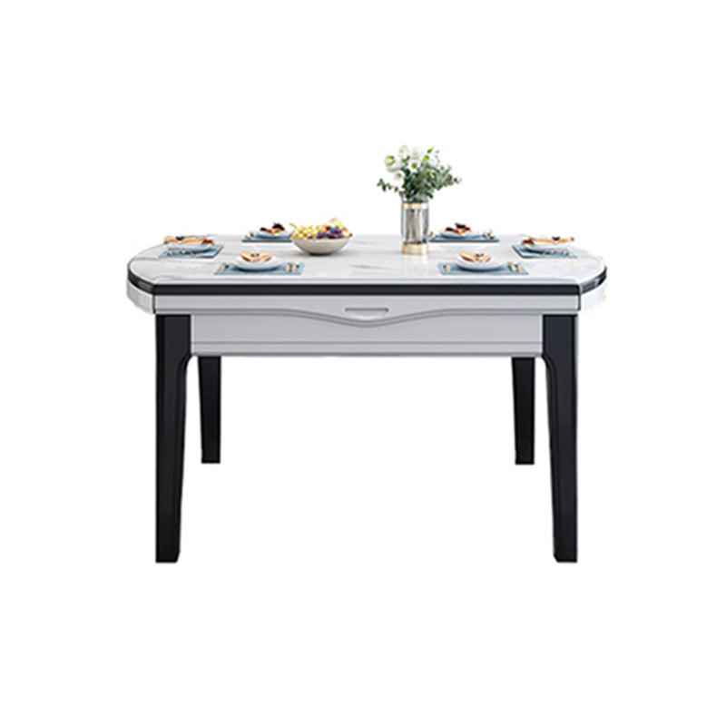 Extendable Sintered Stone Round Table Modern Dining Table with Wooden 4 Legs Clearhalo ' dining_table' 'Dining Tables & Seating' 'Dining Tables' 'furn' 'furn_dining_table' 'Furniture' 'furniture_dining_table' 'Kitchen & Dining Furniture' 'kitchen&dining_furn' 'kitchen' 'kitchen_dining_table' 3854823