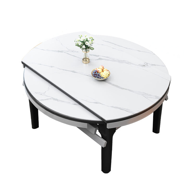 Extendable Sintered Stone Round Table Modern Dining Table with Wooden 4 Legs Without Chairs Clearhalo ' dining_table' 'Dining Tables & Seating' 'Dining Tables' 'furn' 'furn_dining_table' 'Furniture' 'furniture_dining_table' 'Kitchen & Dining Furniture' 'kitchen&dining_furn' 'kitchen' 'kitchen_dining_table' 3854824