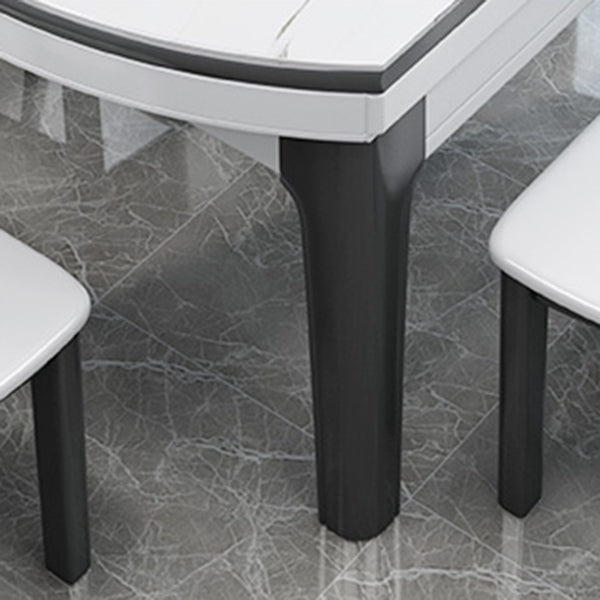 Extendable Sintered Stone Round Table Modern Dining Table with Wooden 4 Legs Clearhalo ' dining_table' 'Dining Tables & Seating' 'Dining Tables' 'furn' 'furn_dining_table' 'Furniture' 'furniture_dining_table' 'Kitchen & Dining Furniture' 'kitchen&dining_furn' 'kitchen' 'kitchen_dining_table' 3854827
