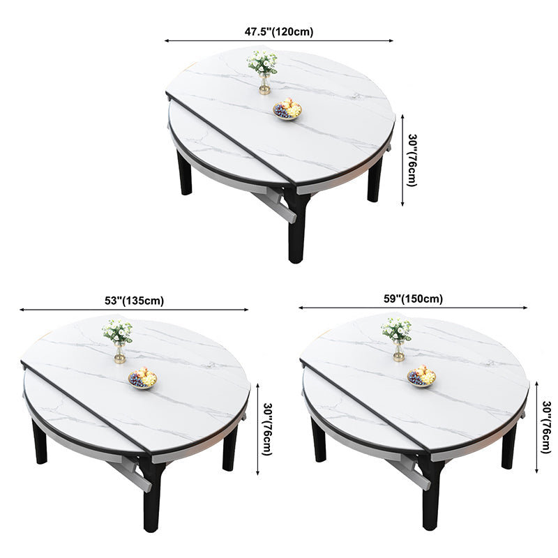 Extendable Sintered Stone Round Table Modern Dining Table with Wooden 4 Legs Clearhalo ' dining_table' 'Dining Tables & Seating' 'Dining Tables' 'furn' 'furn_dining_table' 'Furniture' 'furniture_dining_table' 'Kitchen & Dining Furniture' 'kitchen&dining_furn' 'kitchen' 'kitchen_dining_table' 3854829