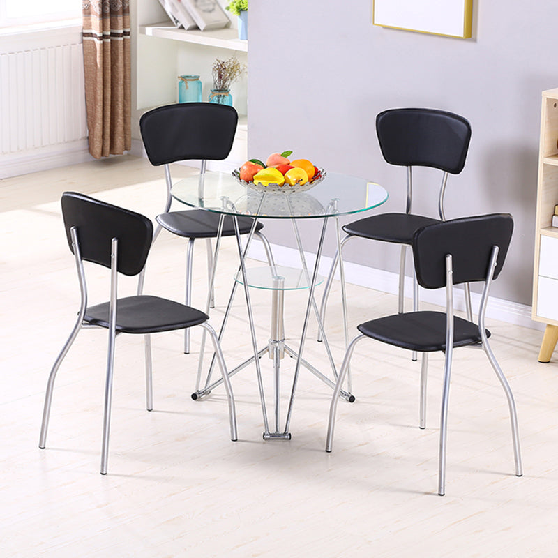 Modern Style Glass Kitchen Dining Table Round Table with Metal Base for Home Clearhalo ' dining_table' 'Dining Tables & Seating' 'Dining Tables' 'furn' 'furn_dining_table' 'Furniture' 'furniture_dining_table' 'Kitchen & Dining Furniture' 'kitchen&dining_furn' 'kitchen' 'kitchen_dining_table' 3854832