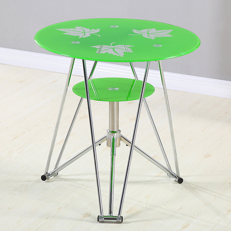 Modern Style Glass Kitchen Dining Table Round Table with Metal Base for Home Green Without Chairs Clearhalo ' dining_table' 'Dining Tables & Seating' 'Dining Tables' 'furn' 'furn_dining_table' 'Furniture' 'furniture_dining_table' 'Kitchen & Dining Furniture' 'kitchen&dining_furn' 'kitchen' 'kitchen_dining_table' 3854836