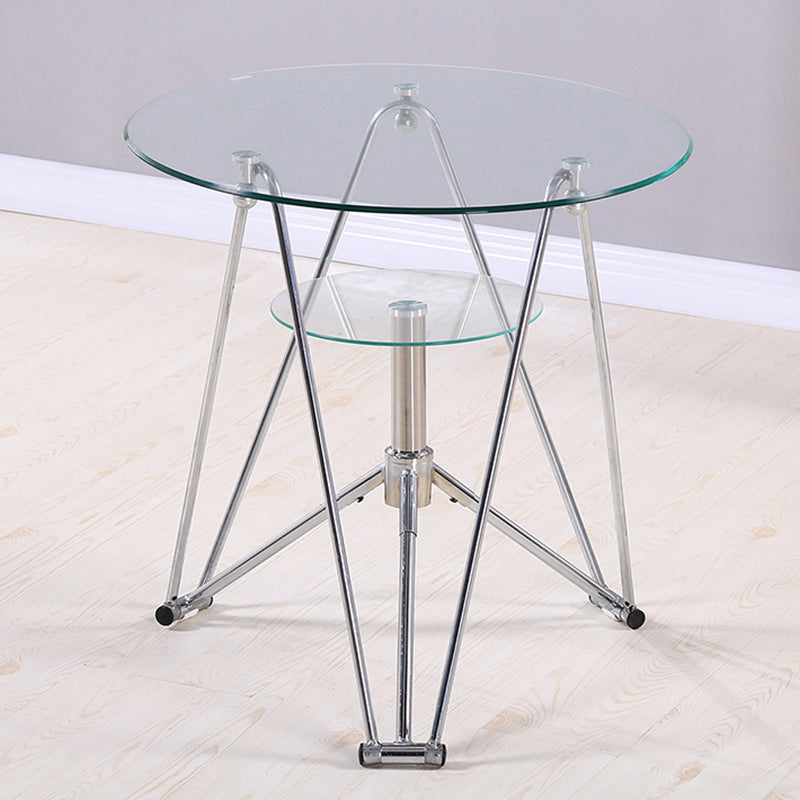 Modern Style Glass Kitchen Dining Table Round Table with Metal Base for Home Clearhalo ' dining_table' 'Dining Tables & Seating' 'Dining Tables' 'furn' 'furn_dining_table' 'Furniture' 'furniture_dining_table' 'Kitchen & Dining Furniture' 'kitchen&dining_furn' 'kitchen' 'kitchen_dining_table' 3854838