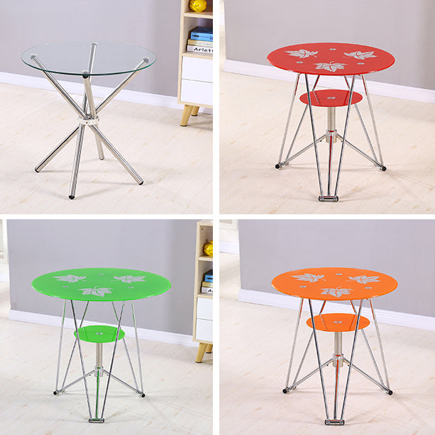 Modern Style Glass Kitchen Dining Table Round Table with Metal Base for Home Clearhalo ' dining_table' 'Dining Tables & Seating' 'Dining Tables' 'furn' 'furn_dining_table' 'Furniture' 'furniture_dining_table' 'Kitchen & Dining Furniture' 'kitchen&dining_furn' 'kitchen' 'kitchen_dining_table' 3854843