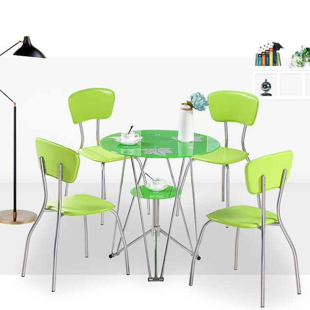 Modern Style Glass Kitchen Dining Table Round Table with Metal Base for Home Clearhalo ' dining_table' 'Dining Tables & Seating' 'Dining Tables' 'furn' 'furn_dining_table' 'Furniture' 'furniture_dining_table' 'Kitchen & Dining Furniture' 'kitchen&dining_furn' 'kitchen' 'kitchen_dining_table' 3854846