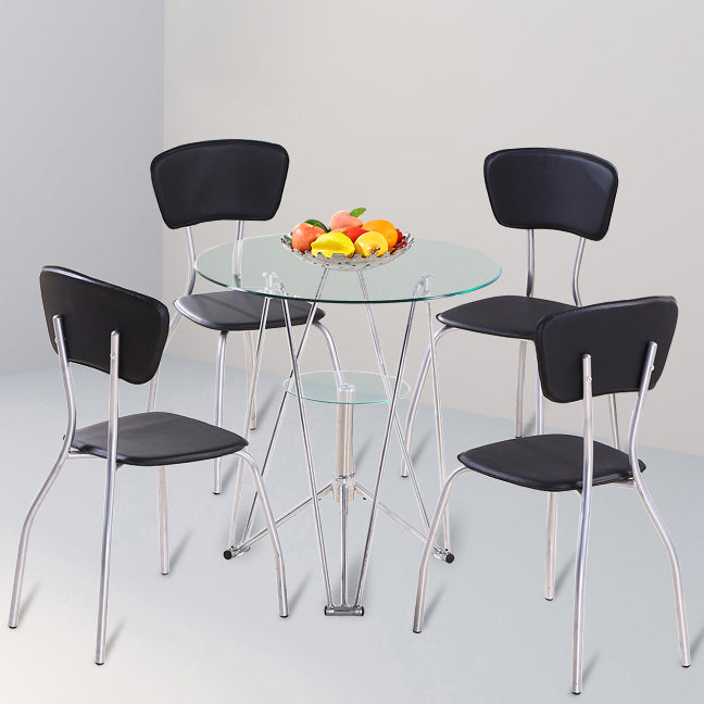 Modern Style Glass Kitchen Dining Table Round Table with Metal Base for Home Clearhalo ' dining_table' 'Dining Tables & Seating' 'Dining Tables' 'furn' 'furn_dining_table' 'Furniture' 'furniture_dining_table' 'Kitchen & Dining Furniture' 'kitchen&dining_furn' 'kitchen' 'kitchen_dining_table' 3854847