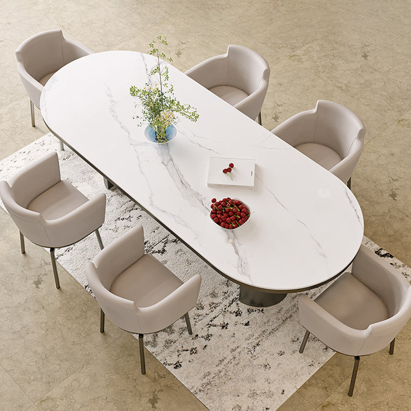 Oval Sintered Stone Dining Table Modern Table in White with Double Pedestal Clearhalo ' dining_table' 'Dining Tables & Seating' 'Dining Tables' 'furn' 'furn_dining_table' 'Furniture' 'furniture_dining_table' 'Kitchen & Dining Furniture' 'kitchen&dining_furn' 'kitchen' 'kitchen_dining_table' 3854849