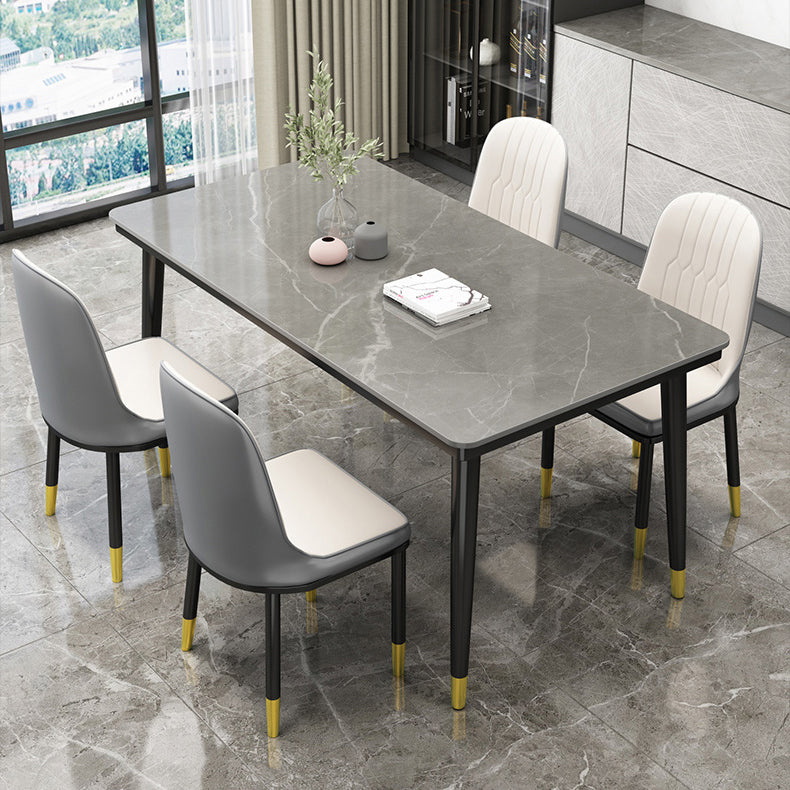 Casual Sintered Stone Standard Dining Table Rectangle Shape Dining Table for Kitchen Gray Without Chairs Clearhalo ' dining_table' 'Dining Tables & Seating' 'Dining Tables' 'furn' 'furn_dining_table' 'Furniture' 'furniture_dining_table' 'Kitchen & Dining Furniture' 'kitchen&dining_furn' 'kitchen' 'kitchen_dining_table' 3854857