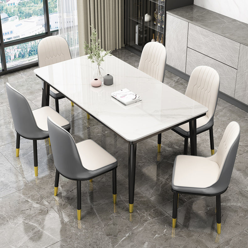 Casual Sintered Stone Standard Dining Table Rectangle Shape Dining Table for Kitchen White Without Chairs Clearhalo ' dining_table' 'Dining Tables & Seating' 'Dining Tables' 'furn' 'furn_dining_table' 'Furniture' 'furniture_dining_table' 'Kitchen & Dining Furniture' 'kitchen&dining_furn' 'kitchen' 'kitchen_dining_table' 3854858