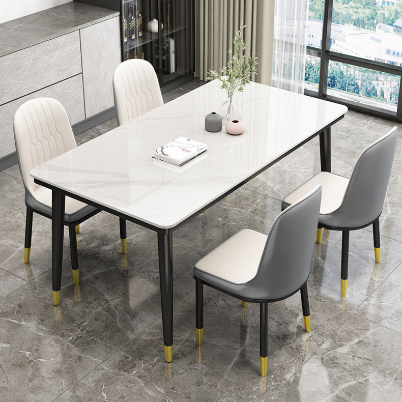 Casual Sintered Stone Standard Dining Table Rectangle Shape Dining Table for Kitchen Clearhalo ' dining_table' 'Dining Tables & Seating' 'Dining Tables' 'furn' 'furn_dining_table' 'Furniture' 'furniture_dining_table' 'Kitchen & Dining Furniture' 'kitchen&dining_furn' 'kitchen' 'kitchen_dining_table' 3854859