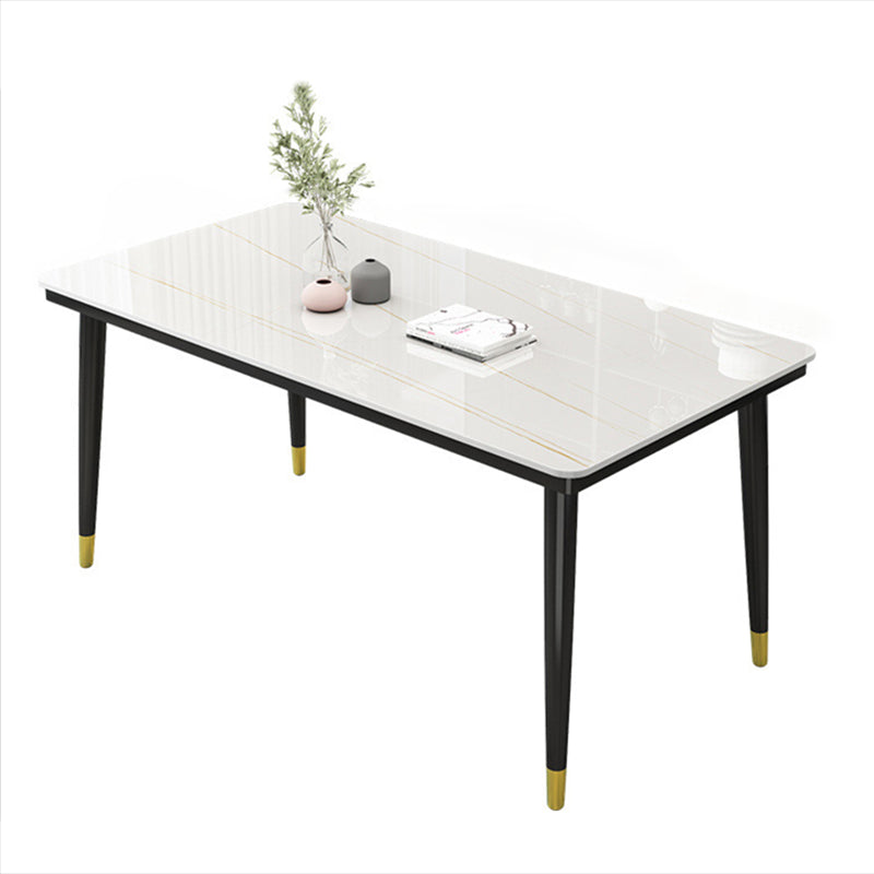 Casual Sintered Stone Standard Dining Table Rectangle Shape Dining Table for Kitchen White Gold Without Chairs Clearhalo ' dining_table' 'Dining Tables & Seating' 'Dining Tables' 'furn' 'furn_dining_table' 'Furniture' 'furniture_dining_table' 'Kitchen & Dining Furniture' 'kitchen&dining_furn' 'kitchen' 'kitchen_dining_table' 3854861