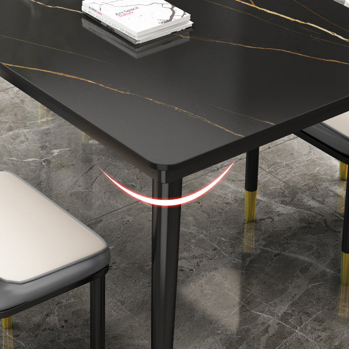 Casual Sintered Stone Standard Dining Table Rectangle Shape Dining Table for Kitchen Clearhalo ' dining_table' 'Dining Tables & Seating' 'Dining Tables' 'furn' 'furn_dining_table' 'Furniture' 'furniture_dining_table' 'Kitchen & Dining Furniture' 'kitchen&dining_furn' 'kitchen' 'kitchen_dining_table' 3854862