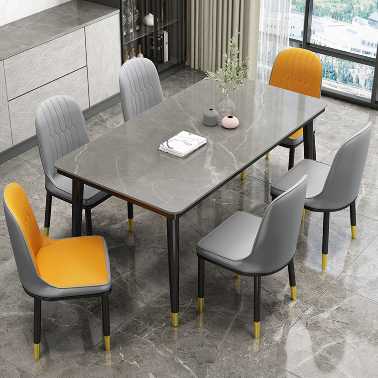 Casual Sintered Stone Standard Dining Table Rectangle Shape Dining Table for Kitchen Clearhalo ' dining_table' 'Dining Tables & Seating' 'Dining Tables' 'furn' 'furn_dining_table' 'Furniture' 'furniture_dining_table' 'Kitchen & Dining Furniture' 'kitchen&dining_furn' 'kitchen' 'kitchen_dining_table' 3854868