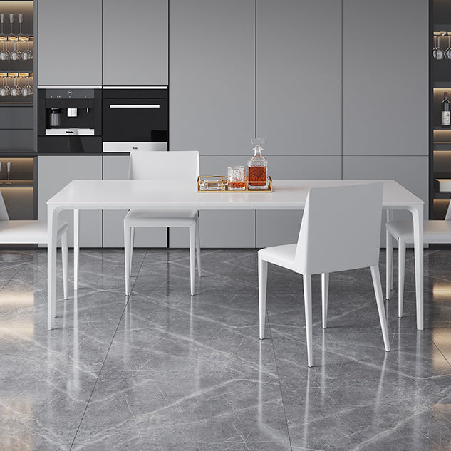 Simple Rectangle Shape Standard Dining Table White Sintered Stone Dining Table with 4 Legs Base Clearhalo ' dining_table' 'Dining Tables & Seating' 'Dining Tables' 'Furniture' 'furniture_dining_table' 'Kitchen & Dining Furniture' 'kitchen&dining_furn' 'kitchen' 'kitchen_dining_table' 3854871