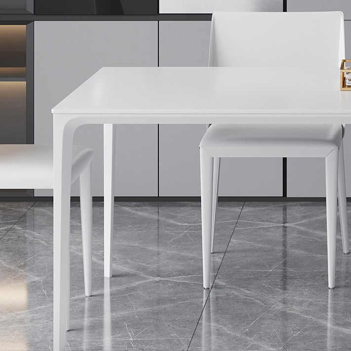 Simple Rectangle Shape Standard Dining Table White Sintered Stone Dining Table with 4 Legs Base Clearhalo ' dining_table' 'Dining Tables & Seating' 'Dining Tables' 'Furniture' 'furniture_dining_table' 'Kitchen & Dining Furniture' 'kitchen&dining_furn' 'kitchen' 'kitchen_dining_table' 3854873