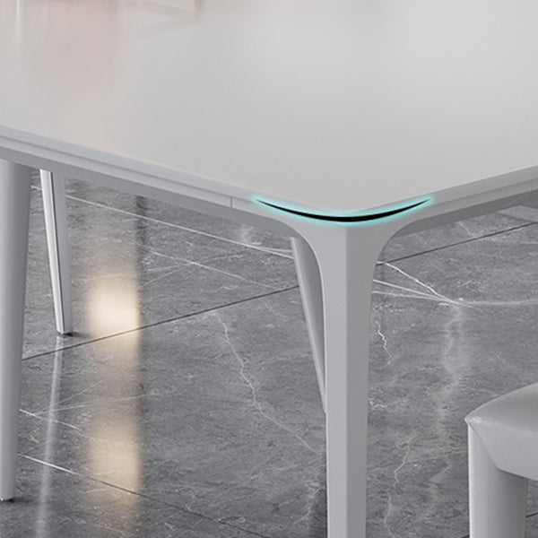 Simple Rectangle Shape Standard Dining Table White Sintered Stone Dining Table with 4 Legs Base Clearhalo ' dining_table' 'Dining Tables & Seating' 'Dining Tables' 'Furniture' 'furniture_dining_table' 'Kitchen & Dining Furniture' 'kitchen&dining_furn' 'kitchen' 'kitchen_dining_table' 3854875