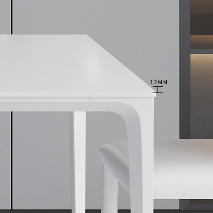Simple Rectangle Shape Standard Dining Table White Sintered Stone Dining Table with 4 Legs Base Clearhalo ' dining_table' 'Dining Tables & Seating' 'Dining Tables' 'Furniture' 'furniture_dining_table' 'Kitchen & Dining Furniture' 'kitchen&dining_furn' 'kitchen' 'kitchen_dining_table' 3854877
